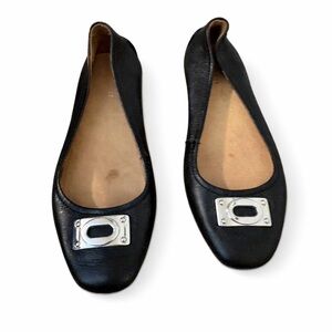 Coach Black Flats with Silver Details